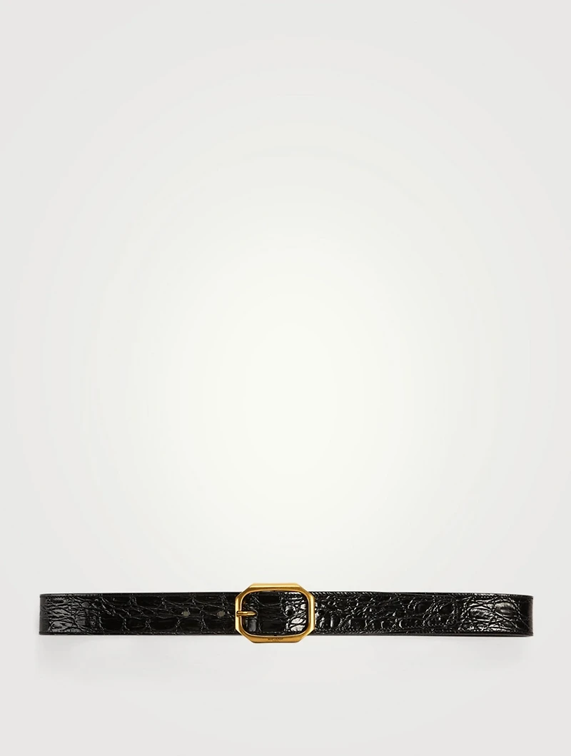 Crocodile Embossed Leather Belt