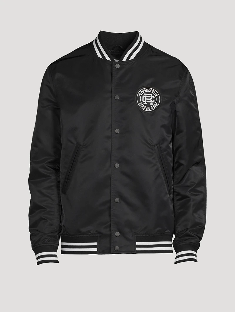 Satin Crest Logo Stadium Jacket