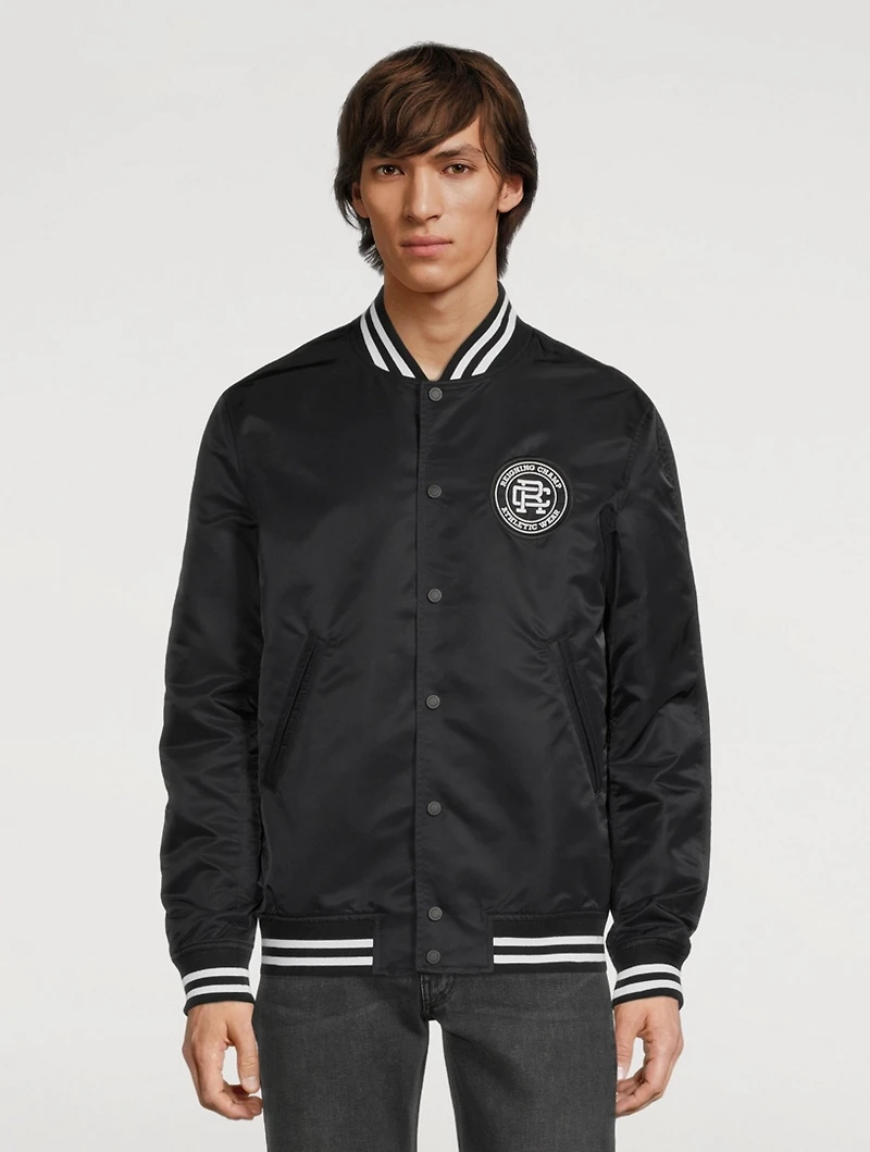 Satin Crest Logo Stadium Jacket