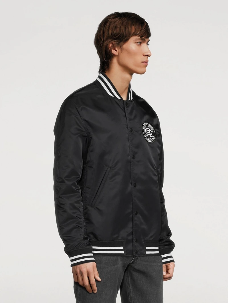 Satin Crest Logo Stadium Jacket
