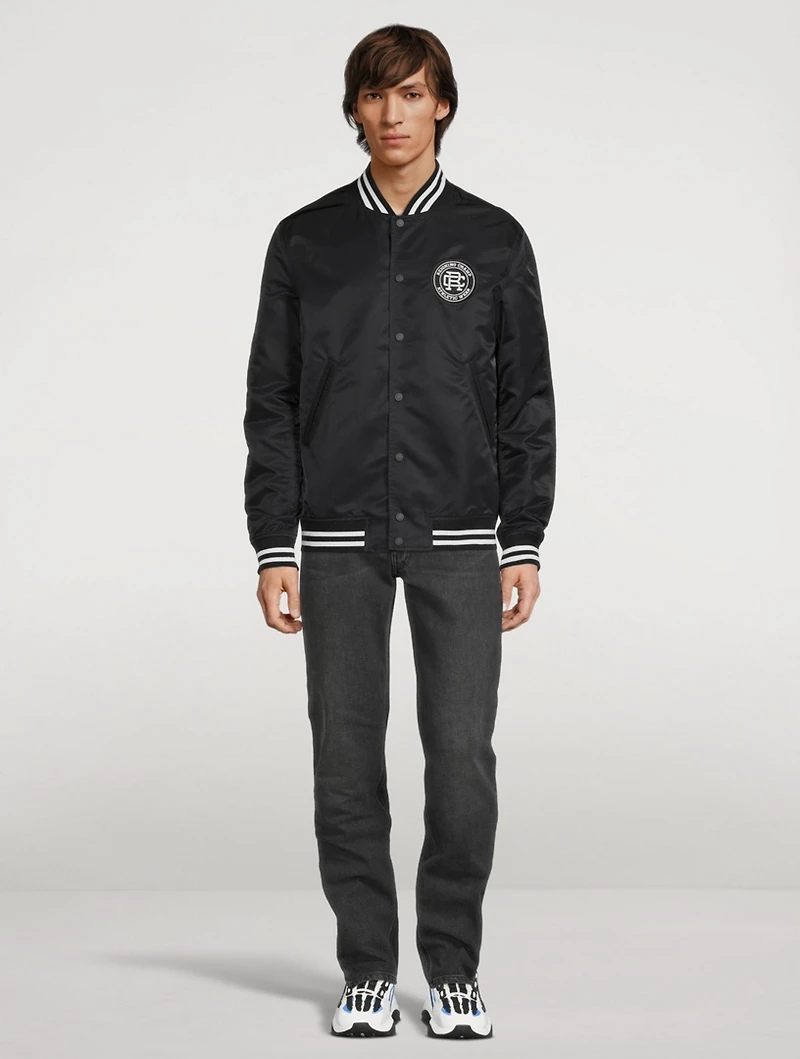 Satin Crest Logo Stadium Jacket