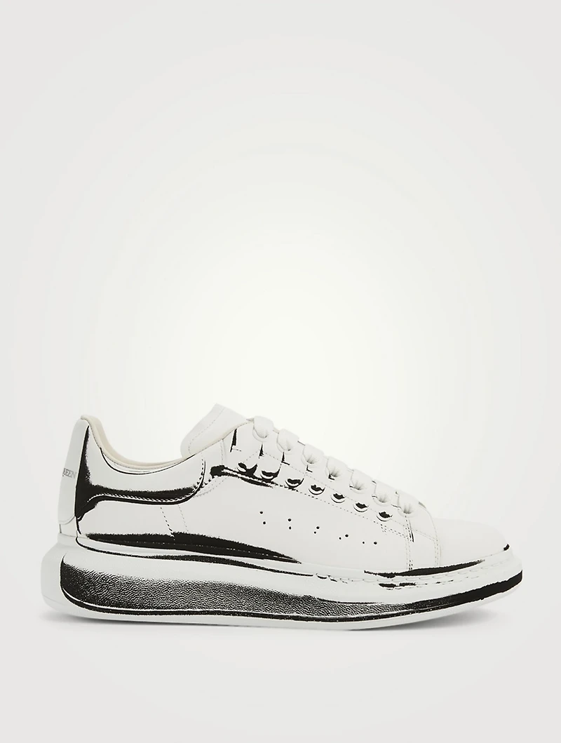Oversized Leather Sneakers With Shoe-On-Shoe Print