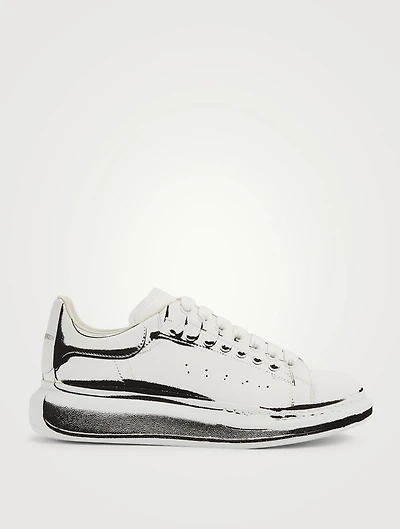 Oversized Leather Sneakers With Shoe-On-Shoe Print