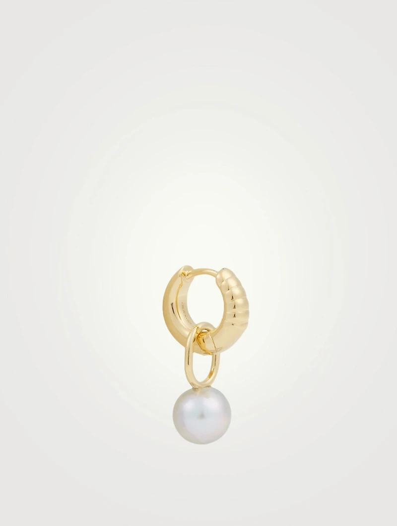 Blue Goldplated Mountain Huggie Earring With Pearl