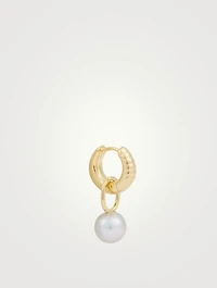 Blue Goldplated Mountain Huggie Earring With Pearl