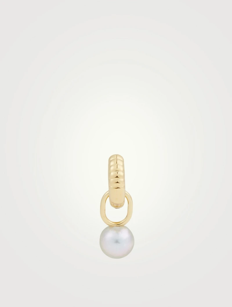 Blue Goldplated Mountain Huggie Earring With Pearl