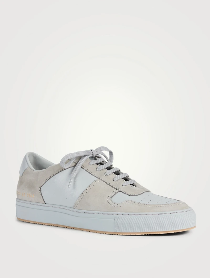 Bball Saffiano Leather And Suede Sneakers