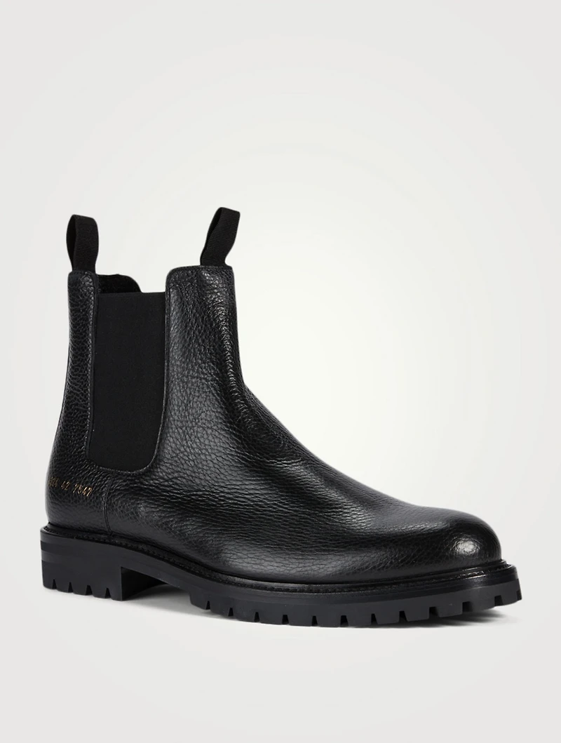 Pebbled Leather Chelsea Boots