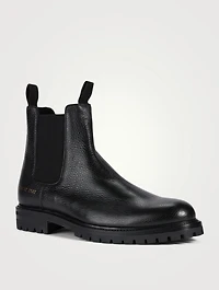 Pebbled Leather Chelsea Boots