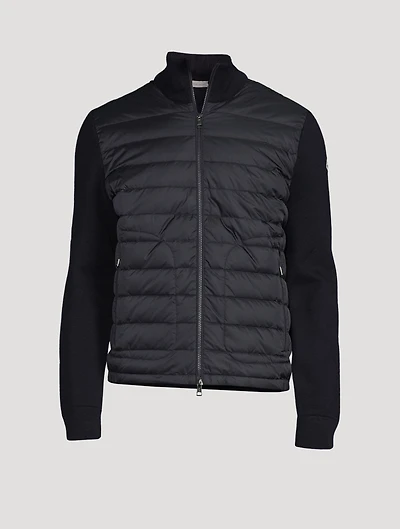 Wool-Blend Quilted Zip Cardigan