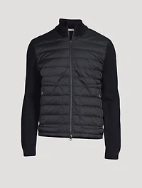 Wool-Blend Quilted Zip Cardigan
