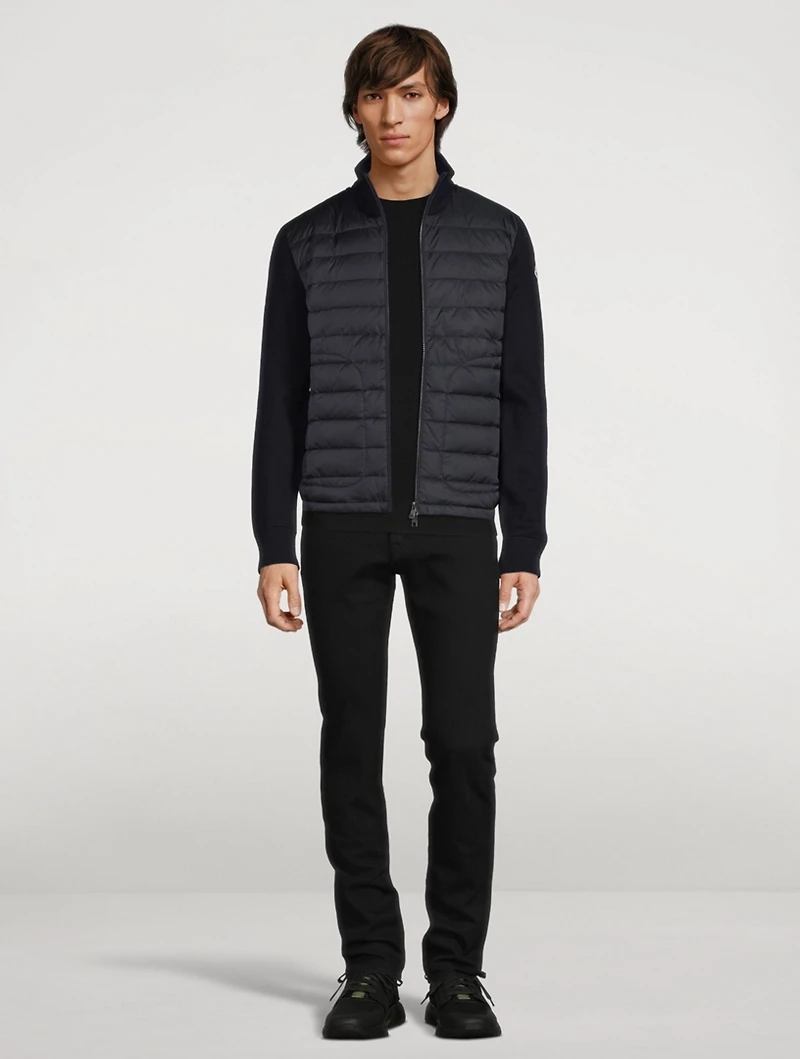 Wool-Blend Quilted Zip Cardigan