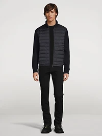 Wool-Blend Quilted Zip Cardigan