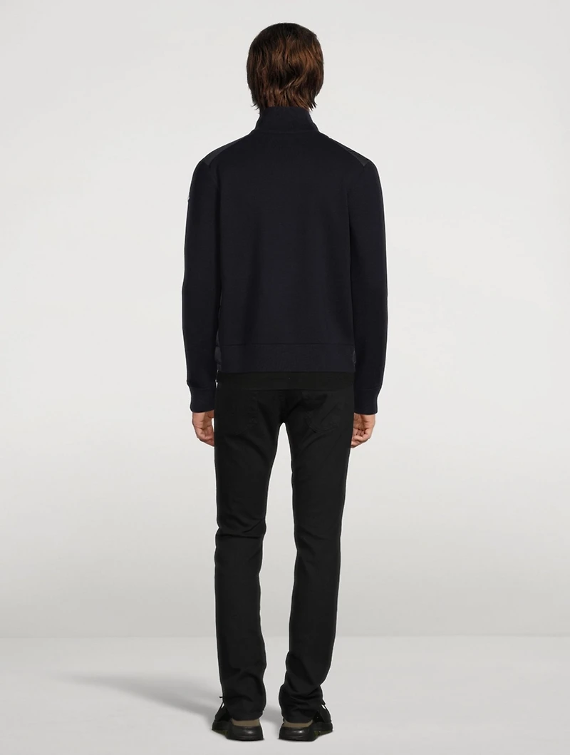 Wool-Blend Quilted Zip Cardigan