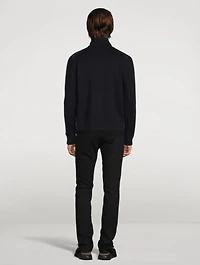 Wool-Blend Quilted Zip Cardigan