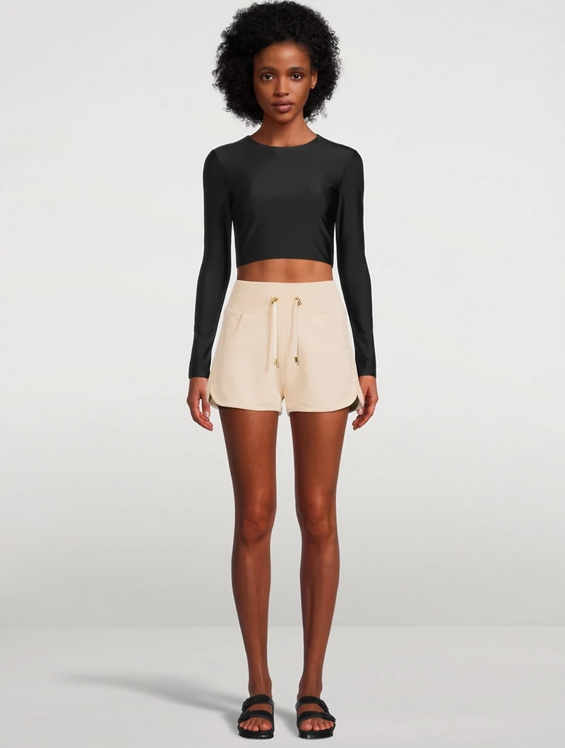 The Crop Silhouette Long-Sleeve Swim Top