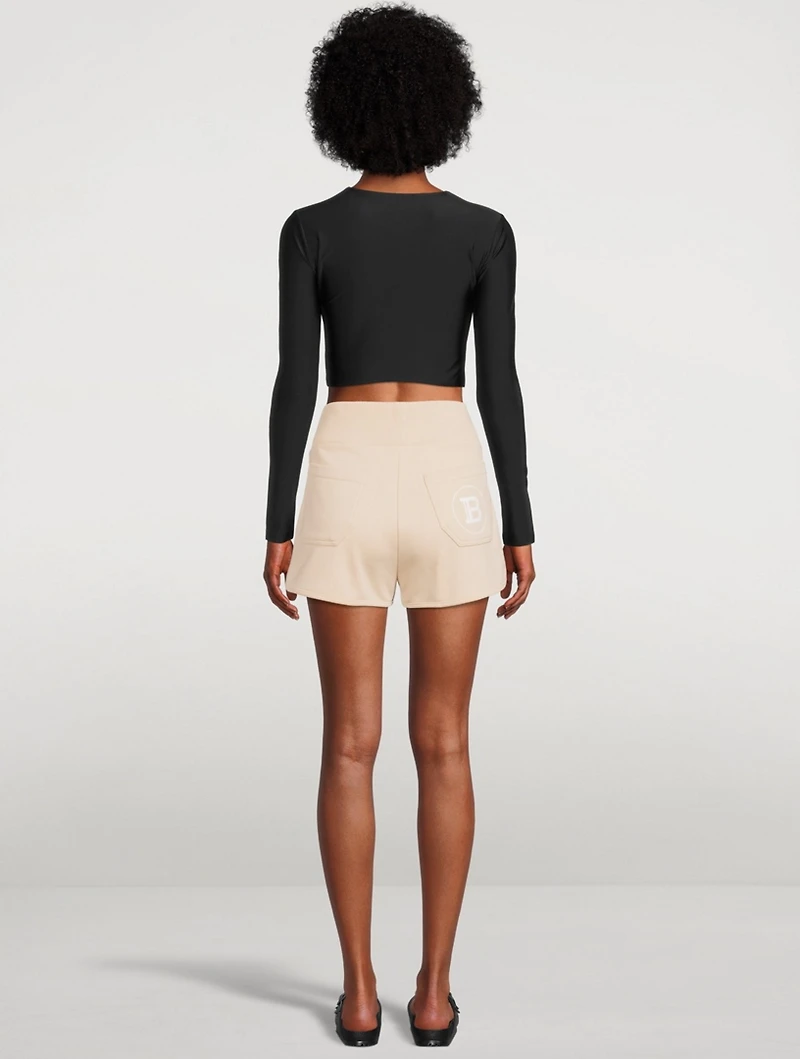 The Crop Silhouette Long-Sleeve Swim Top