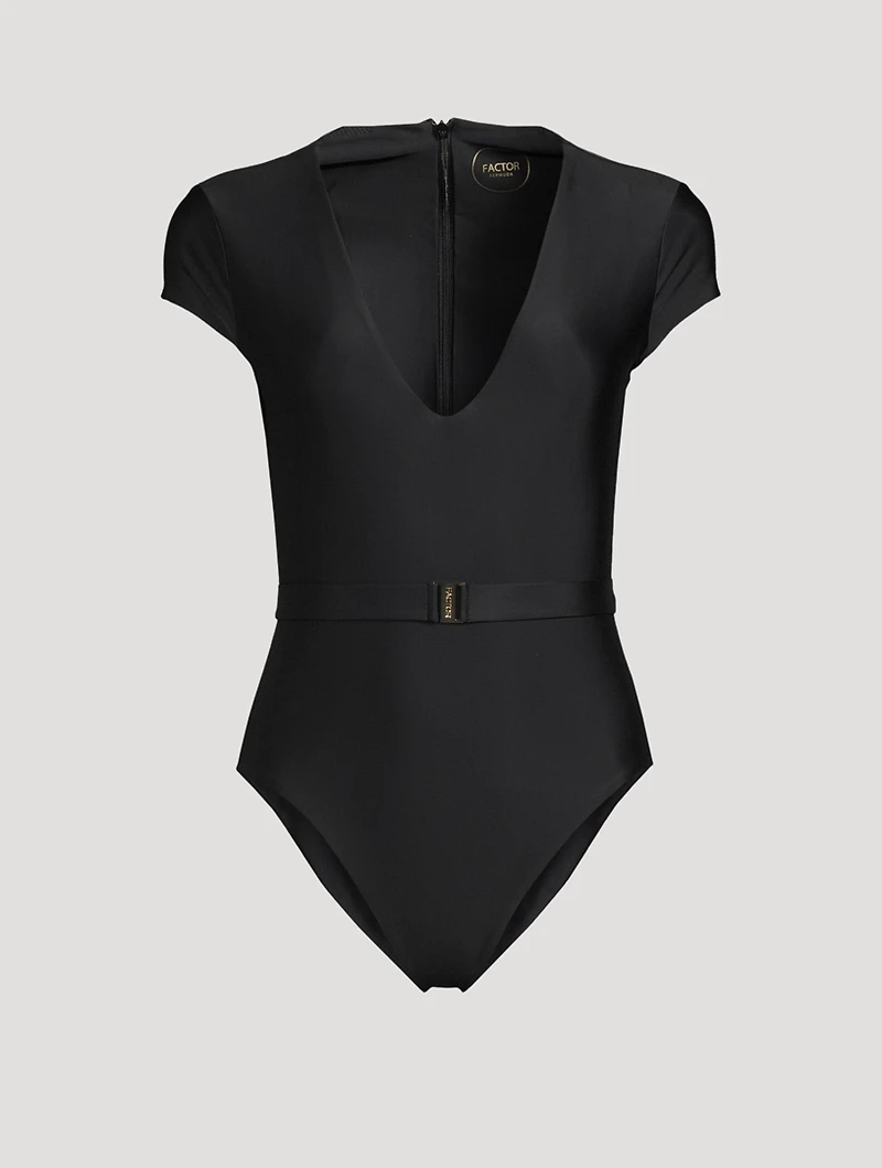 The Plunge Silhouette Belted One-Piece Swimsuit