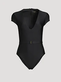 The Plunge Silhouette Belted One-Piece Swimsuit