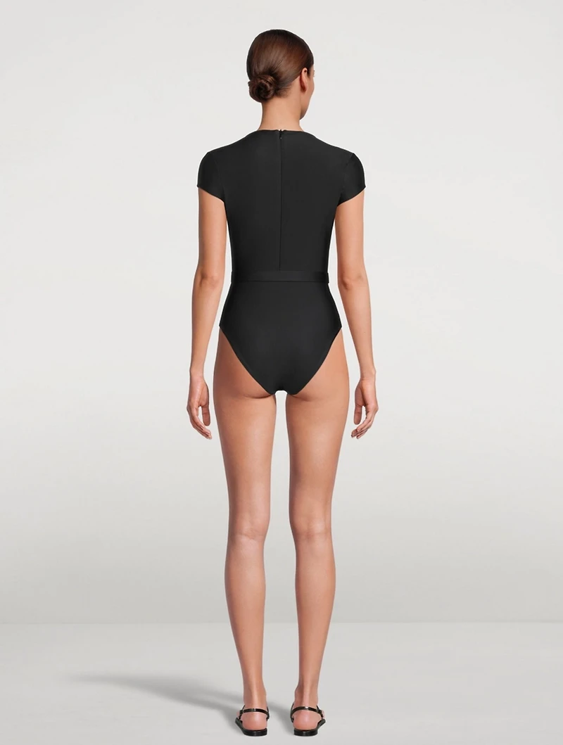 The Plunge Silhouette Belted One-Piece Swimsuit