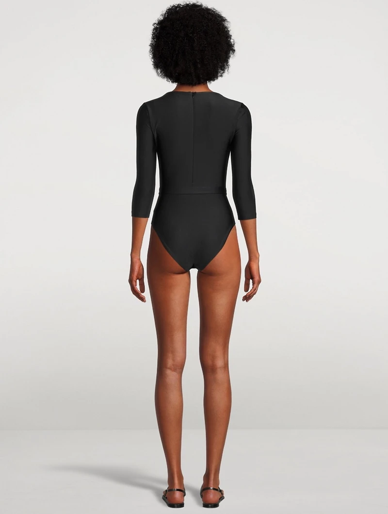 The Square Silhouette Belted One-Piece Swimsuit