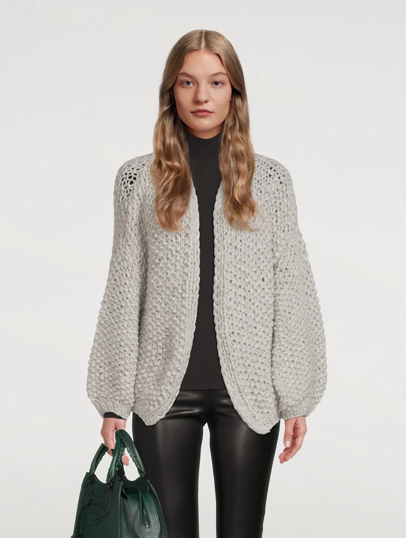 Pearl Pattern Alpaca-Blend Cardigan