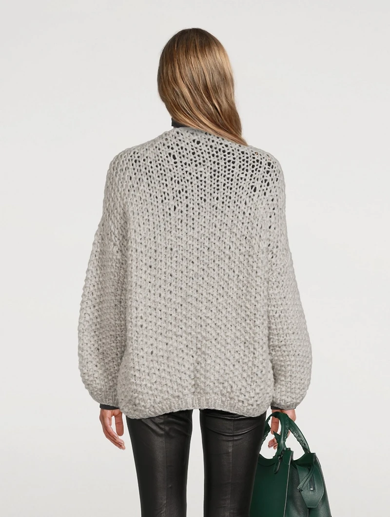 Pearl Pattern Alpaca-Blend Cardigan