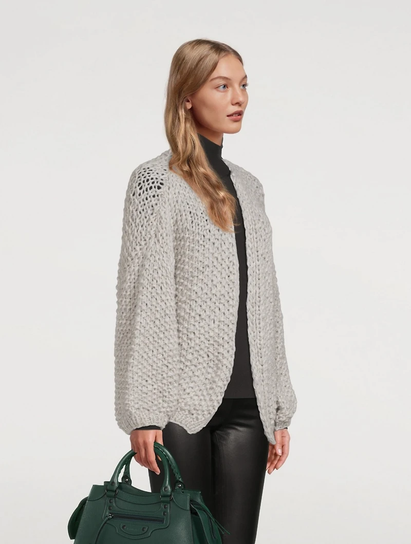 Pearl Pattern Alpaca-Blend Cardigan