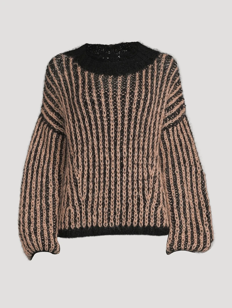 Delicate Brioche Mohair-Blend Sweater Striped Pattern