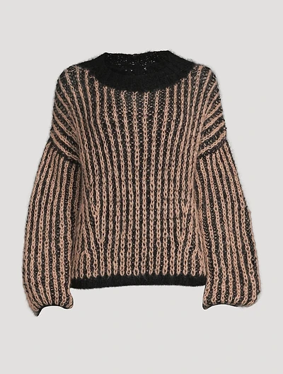 Delicate Brioche Mohair-Blend Sweater Striped Pattern