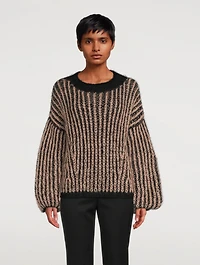 Delicate Brioche Mohair-Blend Sweater Striped Pattern