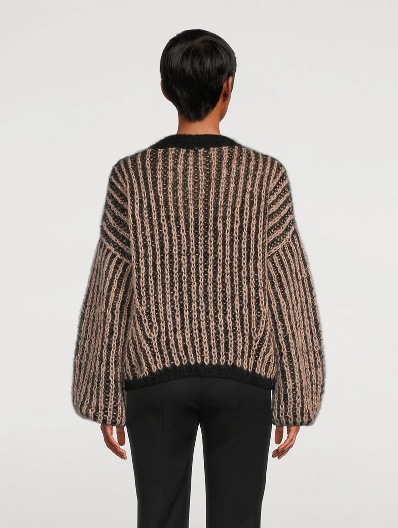Delicate Brioche Mohair-Blend Sweater Striped Pattern