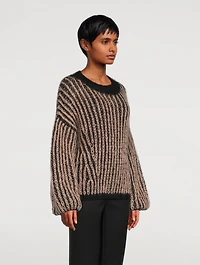 Delicate Brioche Mohair-Blend Sweater Striped Pattern
