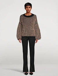 Delicate Brioche Mohair-Blend Sweater Striped Pattern