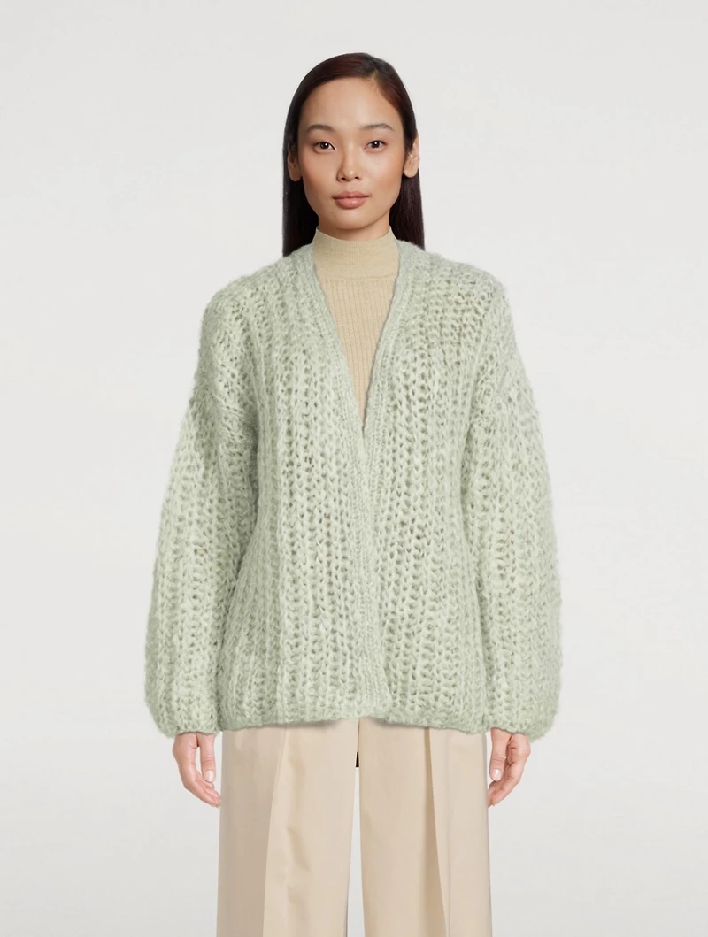 Chunky Brioche Mohair-Blend Cardigan