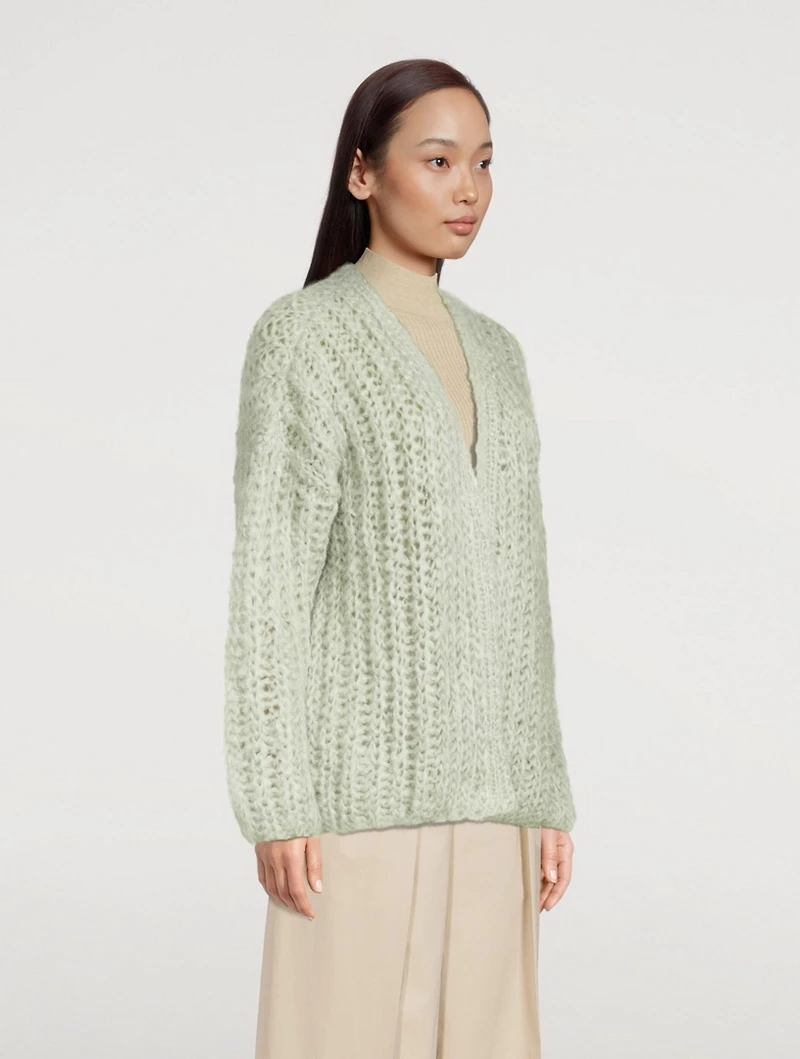 Chunky Brioche Mohair-Blend Cardigan