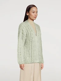 Chunky Brioche Mohair-Blend Cardigan