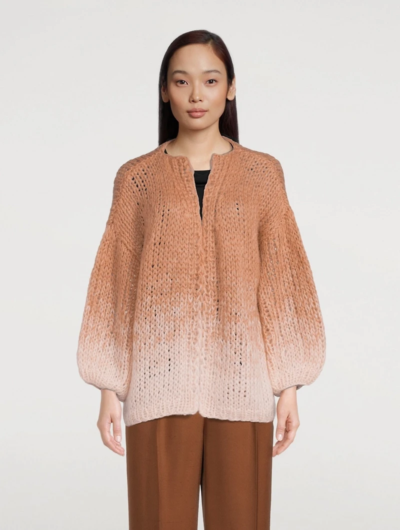 Big Gradient Fade Mohair-Blend Cardigan