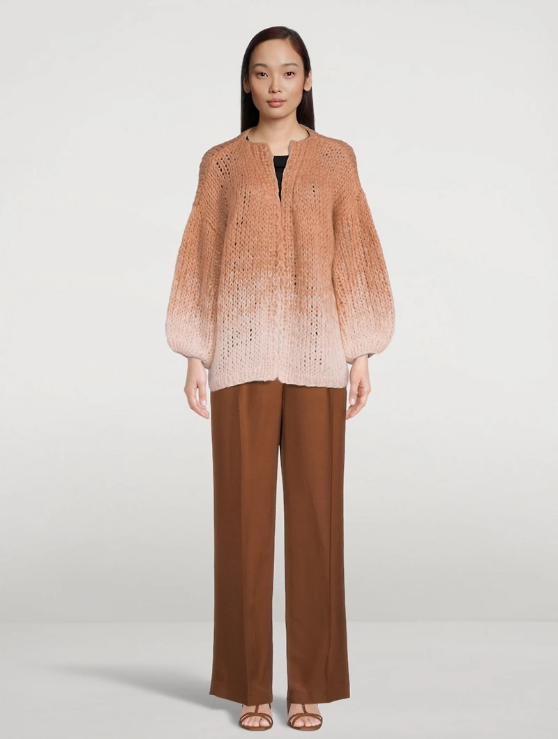 Big Gradient Fade Mohair-Blend Cardigan