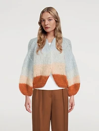 Big Colourblock Mohair Bomber Cardigan