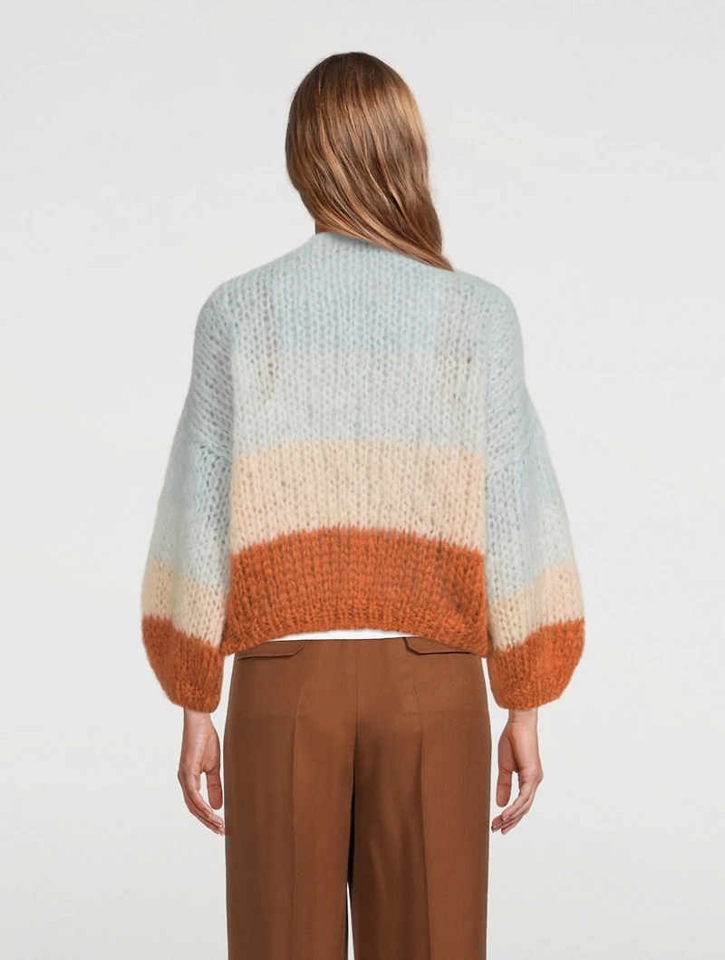 Big Colourblock Mohair Bomber Cardigan