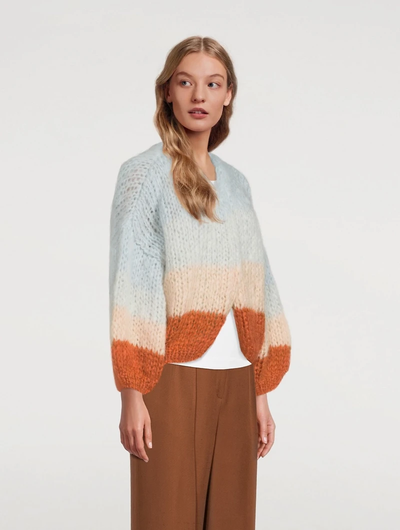 Big Colourblock Mohair Bomber Cardigan