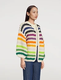 Big Pearl Pattern Merino Wool Cardigan
