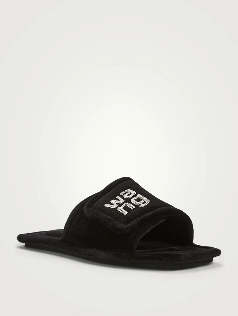 Lana Padded Velour Logo Slippers