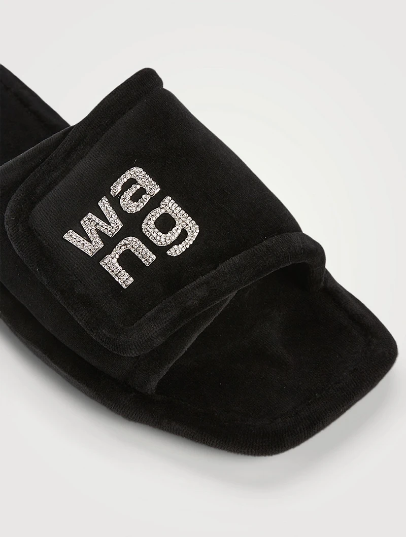Lana Padded Velour Logo Slippers