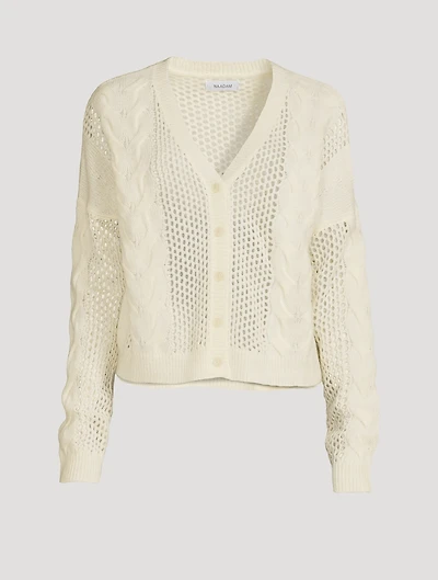 Open Cable Merino Wool Cashmere Cardigan