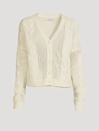 Open Cable Merino Wool Cashmere Cardigan