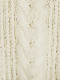 Open Cable Merino Wool Cashmere Crewneck Sweater