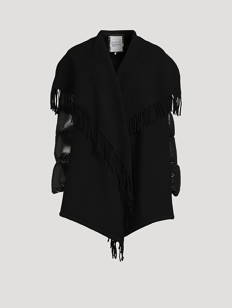 Wool Fringe Jacket With Puffer Sleeves