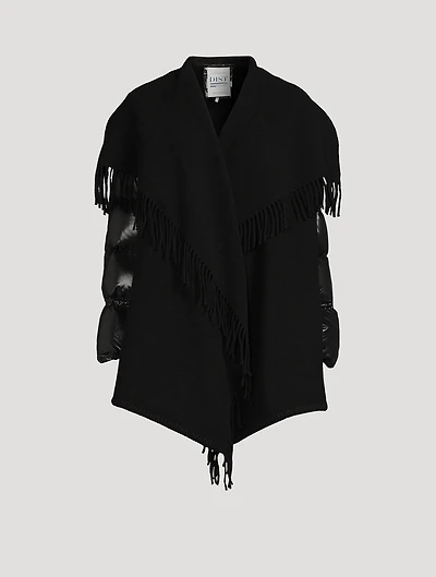 Wool Fringe Jacket With Puffer Sleeves